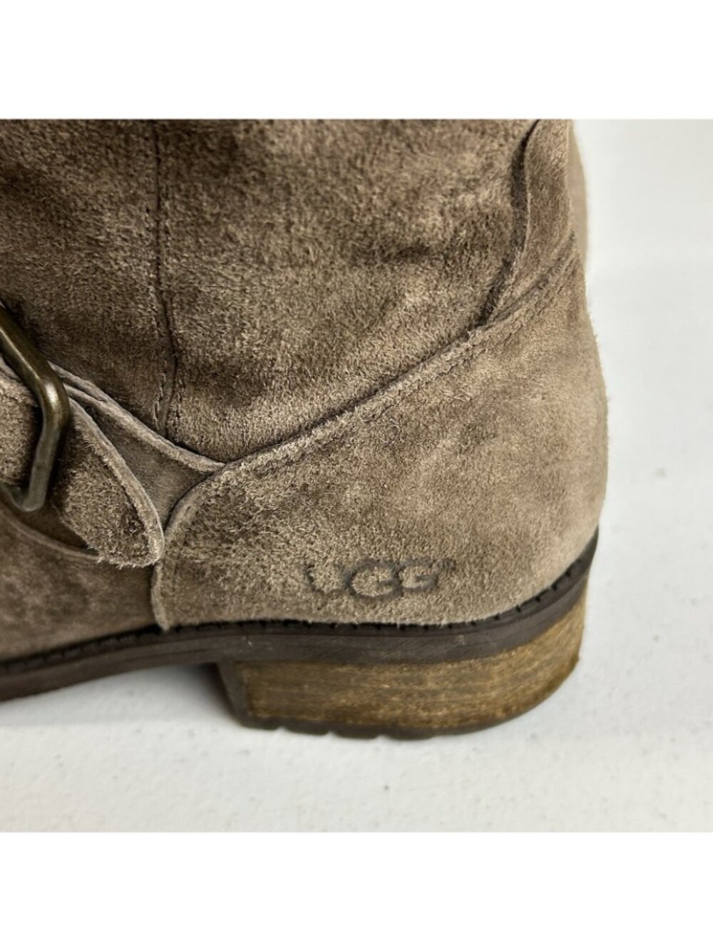 Ugg Chaney Chestnut Moto Boots Womens 6.5 Brown Suede Leather Sheepskin Lining - Picture 7 of 11